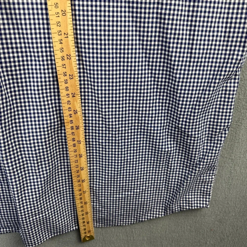 Polo Ralph Lauren Mens 2XB Navy Blue White Gingham Check Stretch Long Slv Shirt